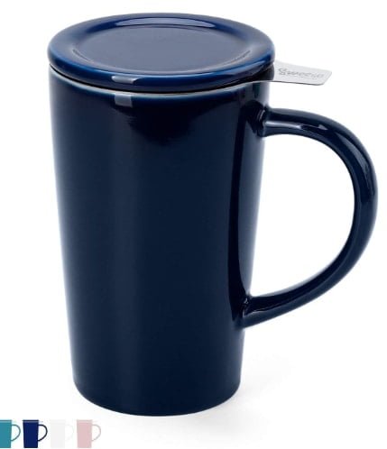 porcelain tea mug with infuser and lid