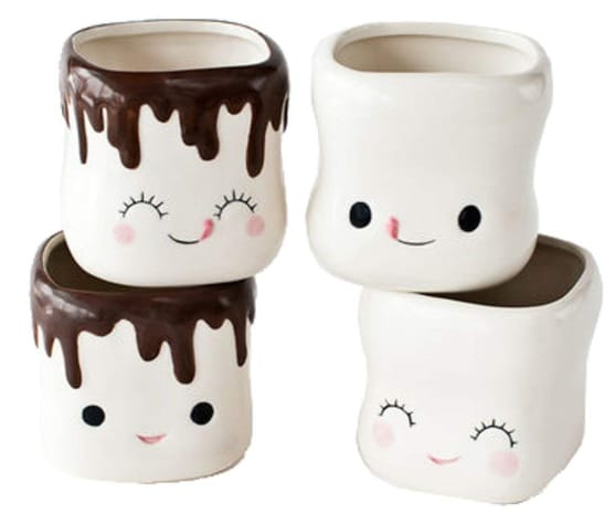 Cute marshmallow shaped hot chocolate ceramic 4 set mug