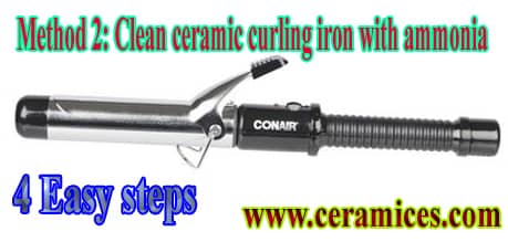 Clean ceramic curling iron with ammonia.j