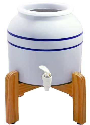 4. Porcelain Dispenser With Wood Counter Stand