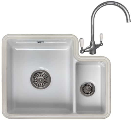 Reginox Tuscany 1.5 Bowl White Gloss Ceramic Undermount Kitchen Sink