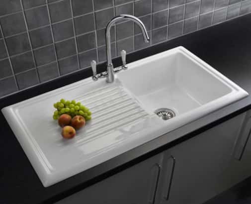 Reginox RL304CW 1.0 Bowl White Ceramic Reversible Kitchen Sink