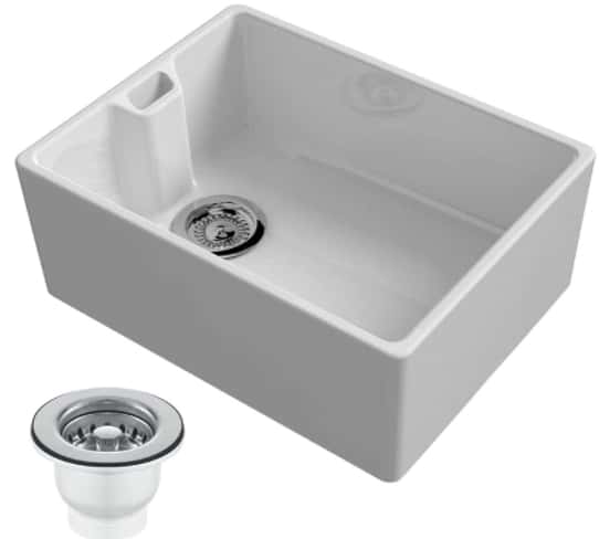 Reginox Belfast 600mm 1.0 Bowl White Gloss Ceramic Butler Kitchen Sink