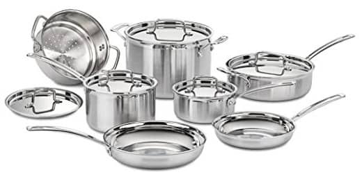 Best stainless steel cookware sets  Cuisinart 12-Piece Cookware MCP-12N Multiclad Pro Stainless Steel Ceramic Set