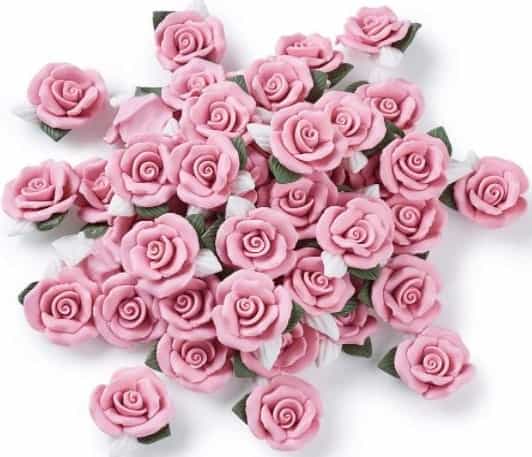 Beadthoven Flat Back Pink Rose Handmade Porcelain Cabochons - Best for Decoration
