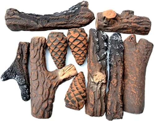 Best for Aesthetic Look Stanbroil Fireplace 10 Piece Set of Ceramic Wood Logs