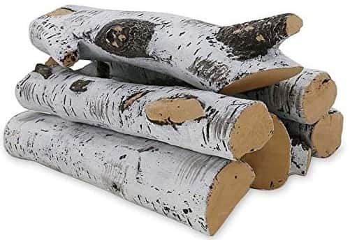 Best for Warmth QuliMetal Ceramic White Birch Wood Logs