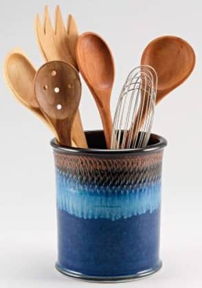 Blue Ceramic Utensil Holder Georgetown Pottery Handmade Kitchen Utensil Holder